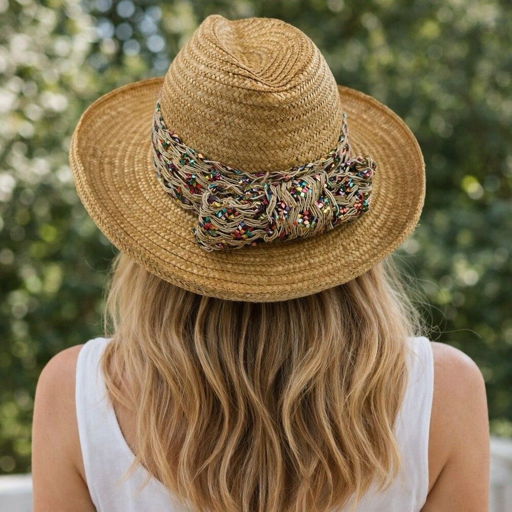 Miriam Lefcourt Elegantly Yours Italy Straw Hat Colorful Bow Spring Easter